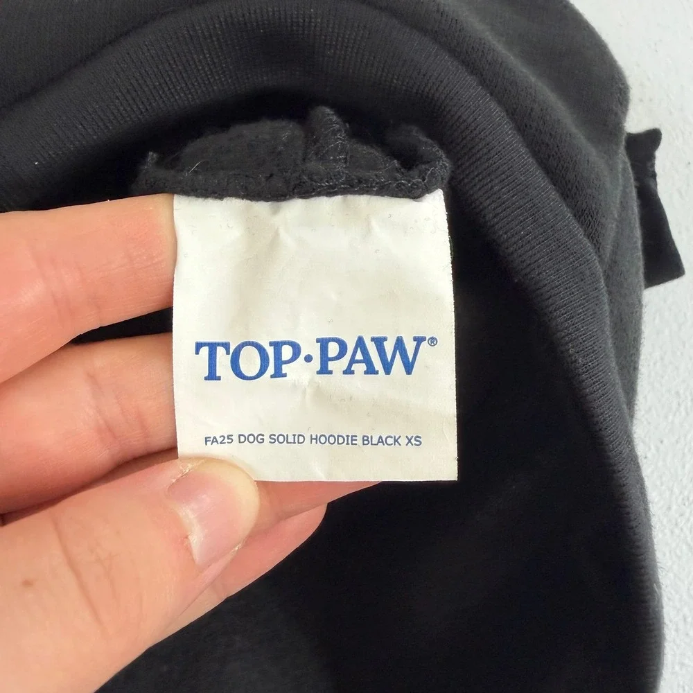 Top Paw black hooded‎ pullover fleece lined dog pet jacket sweatshirt coat